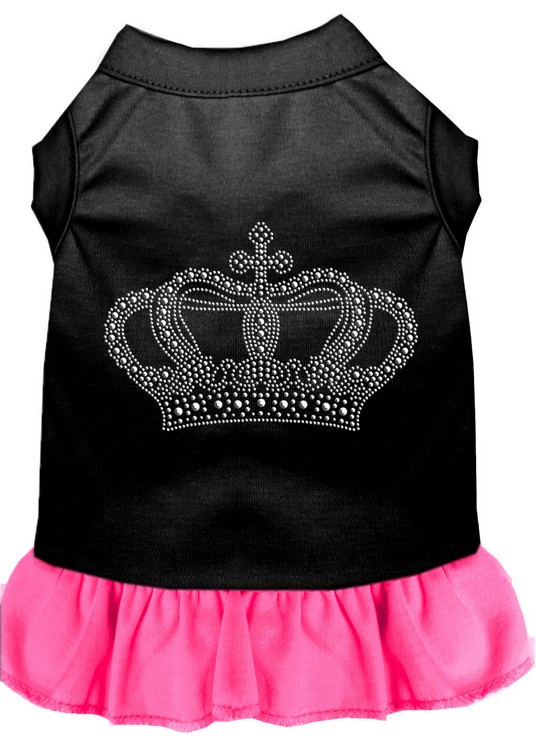 Rhinestone Crown Dress Black with Bright Pink Med